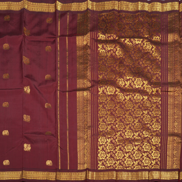 Hayagrivas Handloom Maroon Kanjivaram Silk Saree KBE2404C5-2