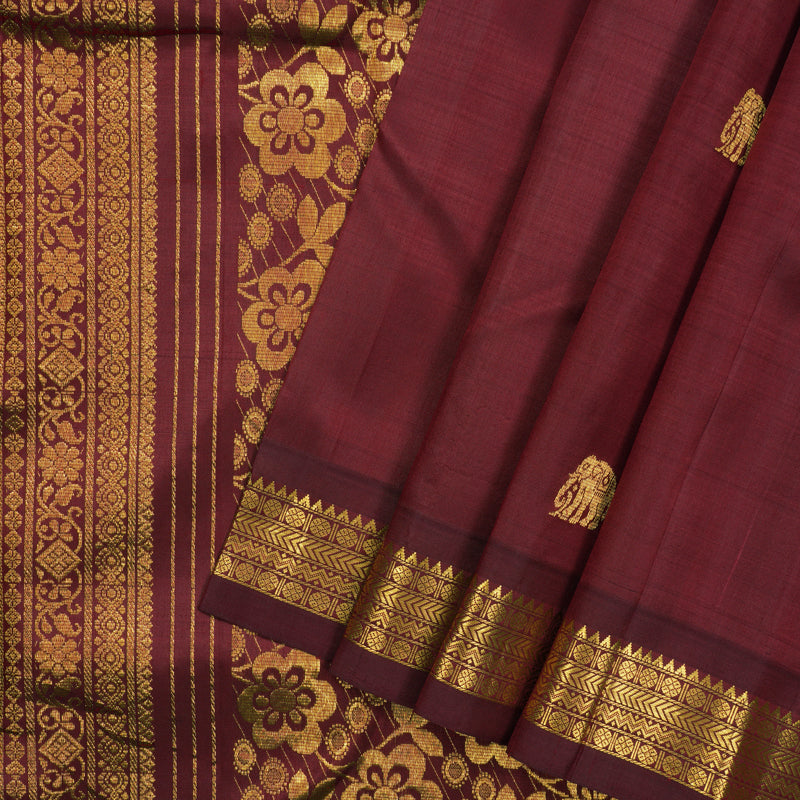 Hayagrivas Handloom Maroon Kanjivaram Silk Saree KBE2404C5-2