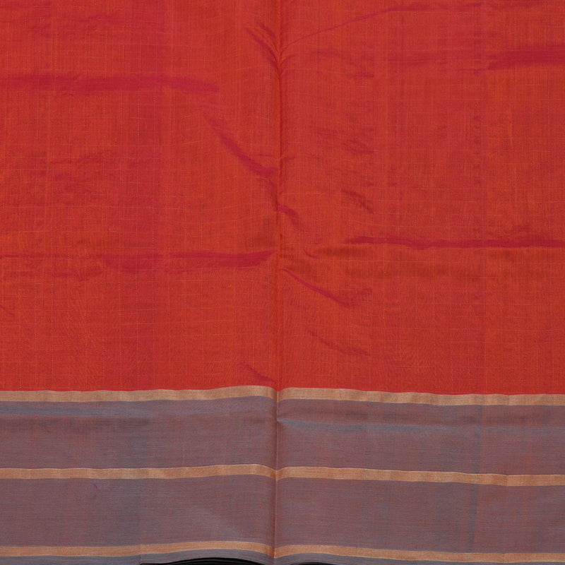 Hayagrivas Reddish-Orange Kanchi Silk Cotton Saree KBE2407C1-2