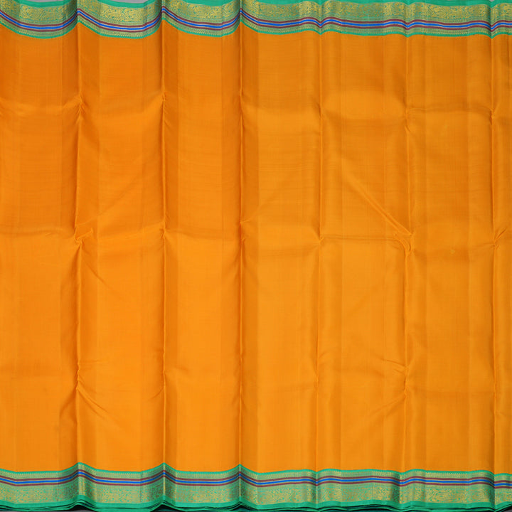 Hayagrivas Handloom Mambazham Orange Kanjivaram Silk Saree with Sea Green Border KBE2408C1-1