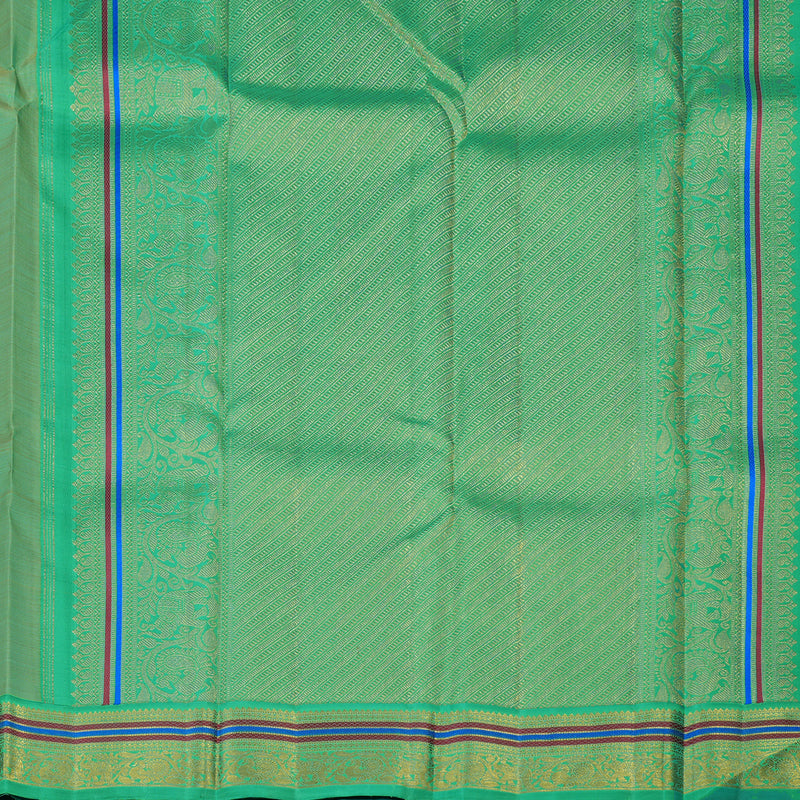 Hayagrivas Handloom Mambazham Orange Kanjivaram Silk Saree with Sea Green Border KBE2408C1-1