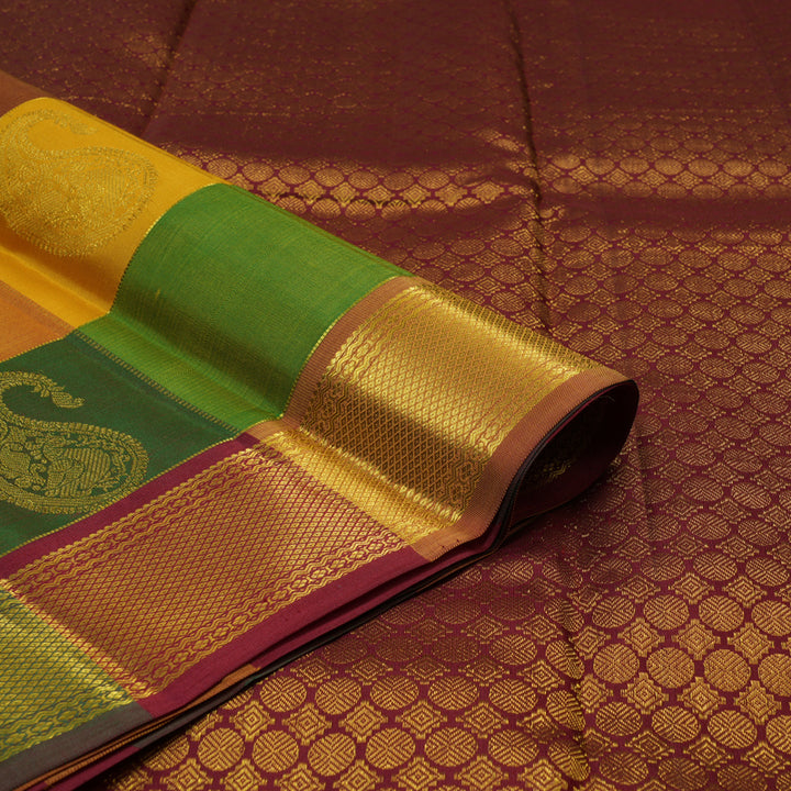 Hayagrivas Handloom Multicolour Checks Kanjivaram Silk Saree KBE2411C2-1
