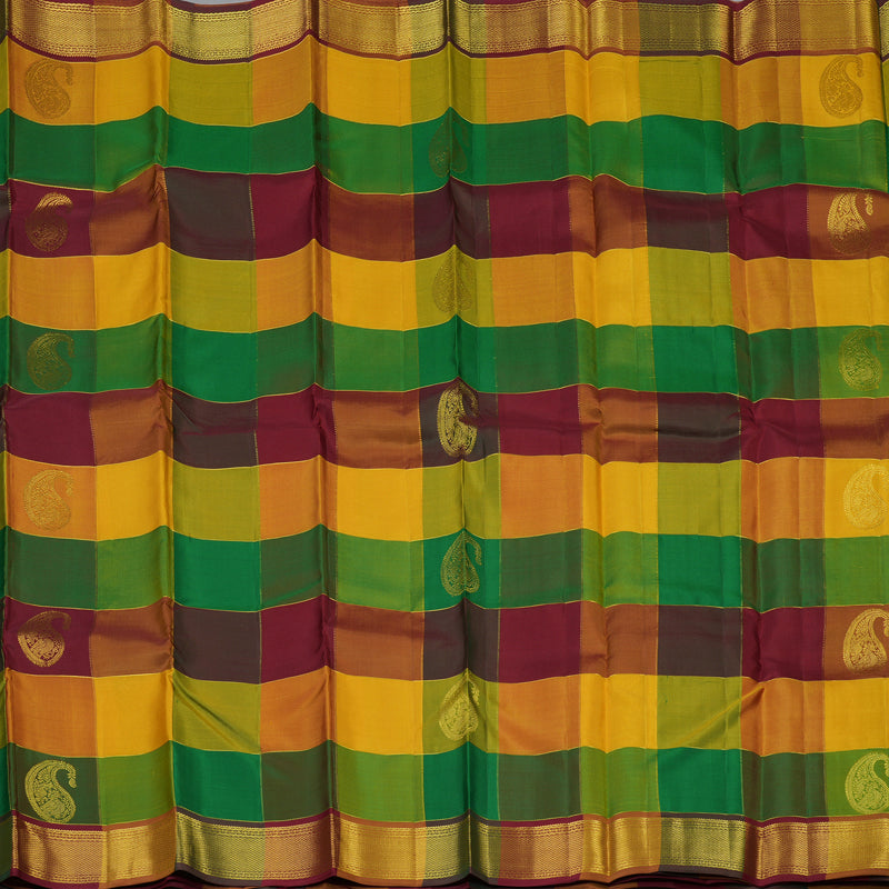 Hayagrivas Handloom Multicolour Checks Kanjivaram Silk Saree KBE2411C2-1