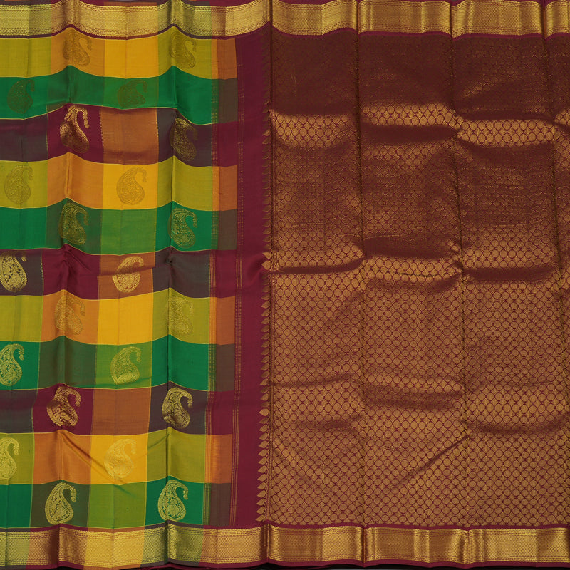 Hayagrivas Handloom Multicolour Checks Kanjivaram Silk Saree KBE2411C2-1