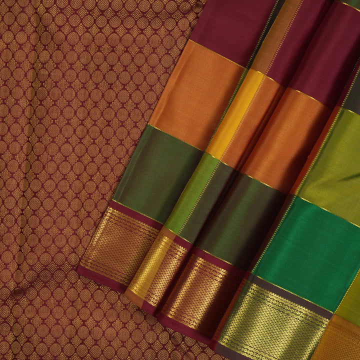 Hayagrivas Handloom Multicolour Checks Kanjivaram Silk Saree KBE2411C2-1