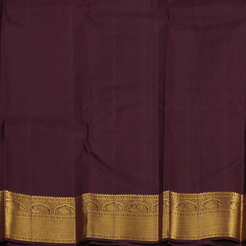 Hayagrivas Handloom Rust Orange Kanjivaram Silk Saree with Deep Plum Border KBE2413C2-1
