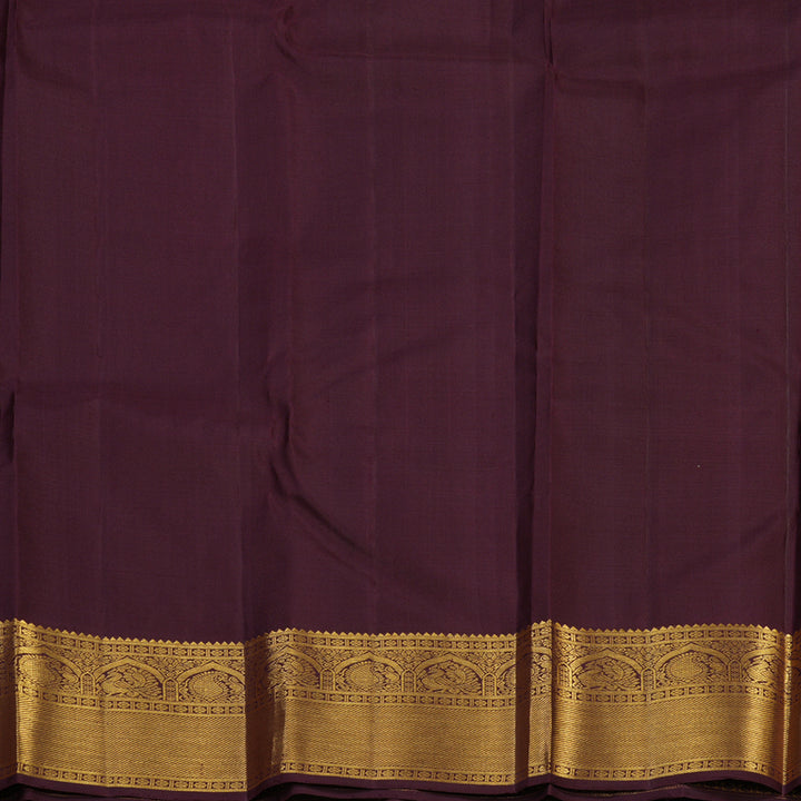 Hayagrivas Handloom Rust Orange Kanjivaram Silk Saree with Deep Plum Border KBE2413C2-1