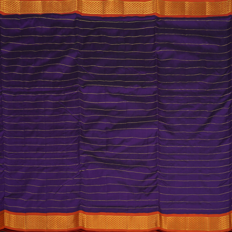 Hayagrivas Handloom Purple Ten Yards Silk Saree with Orange Border KBE2414C5-1