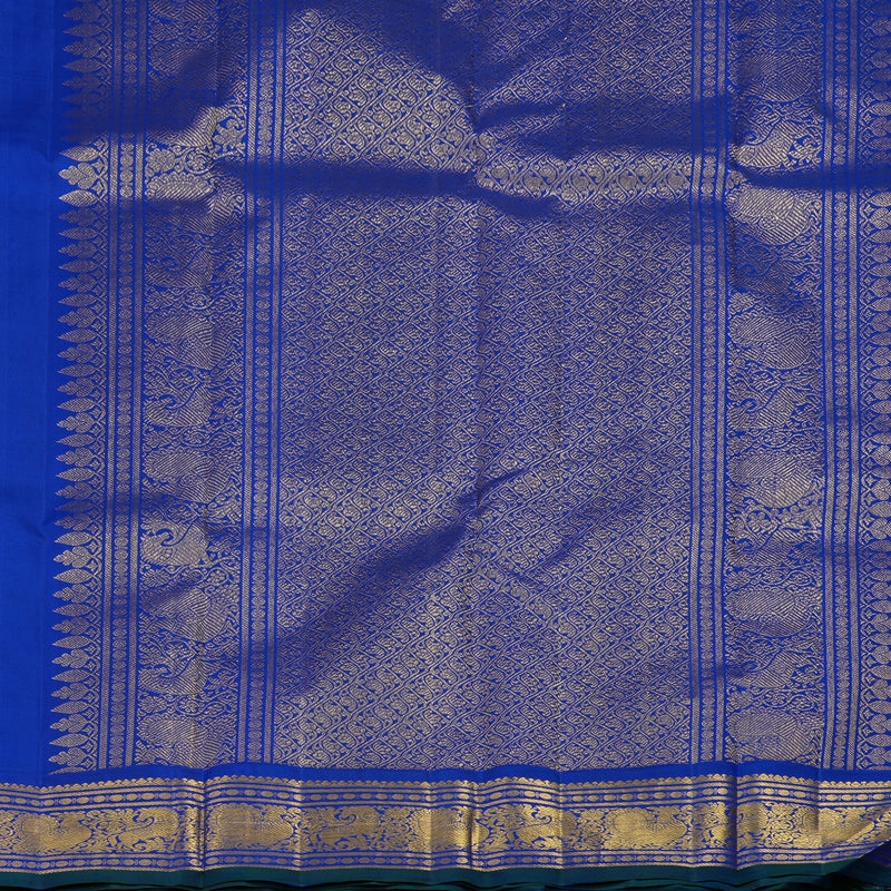Hayagrivas Handloom Mild Peach Kanjivaram Silk Saree with MS Blue Border KBE2524C3-1