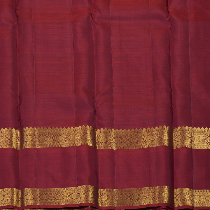 Hayagrivas Handloom Burgundy Kanjivaram Silk Saree with Rusty Red Border KBE2417C13-1
