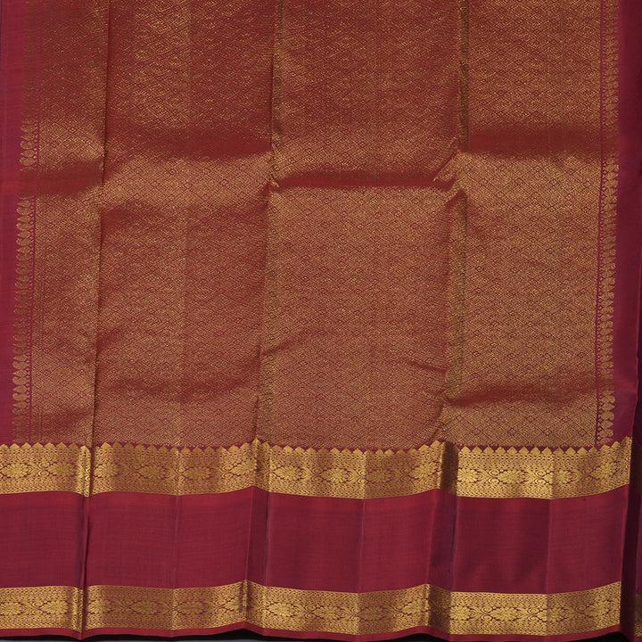 Hayagrivas Handloom Burgundy Kanjivaram Silk Saree with Rusty Red Border KBE2417C13-1