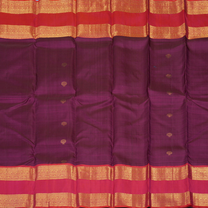 Hayagrivas Handloom Wine Purple Kanjivaram Silk Saree with Pink Border KBE2417C13-7