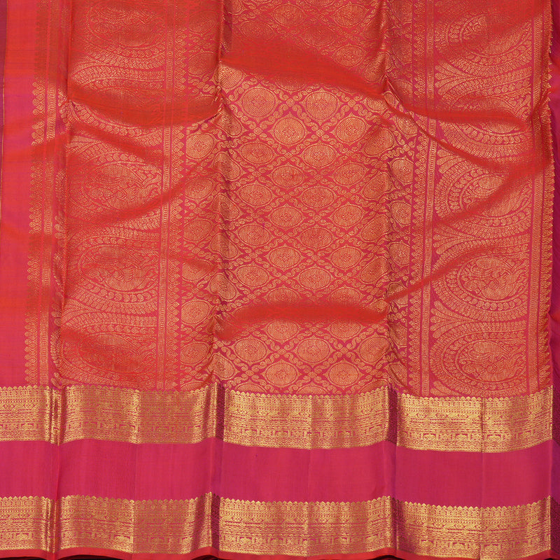 Hayagrivas Handloom Wine Purple Kanjivaram Silk Saree with Pink Border KBE2417C13-7