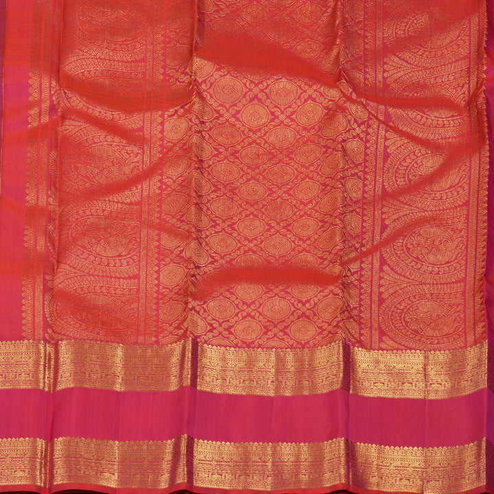 Hayagrivas Handloom Wine Purple Kanjivaram Silk Saree with Pink Border KBE2417C13-7