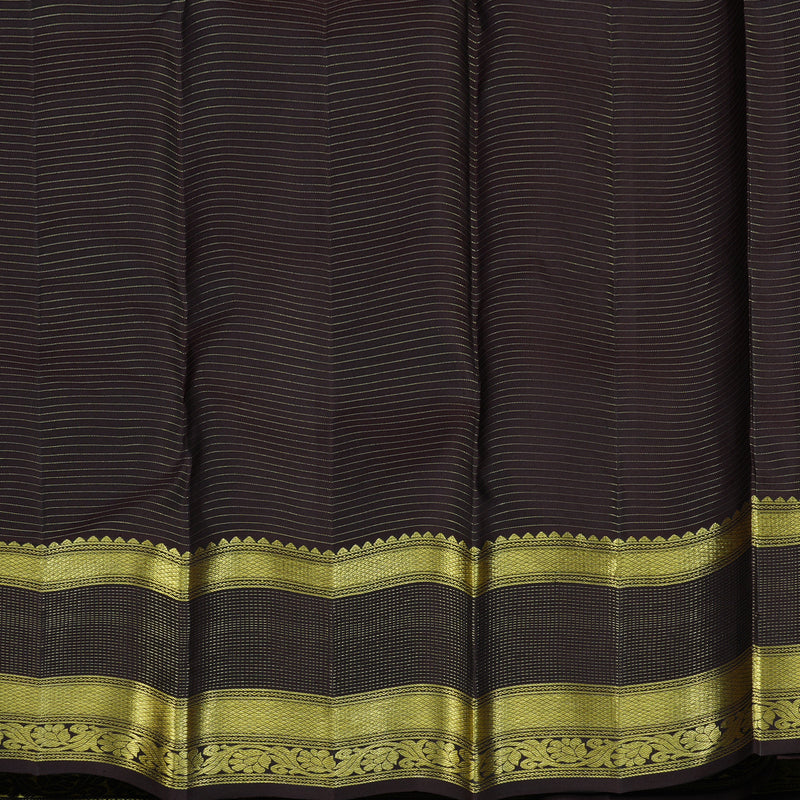 Hayagrivas Handloom Rust Orange Kanjivaram Silk Saree with Kanchana Brown Border KBE2417C18-1
