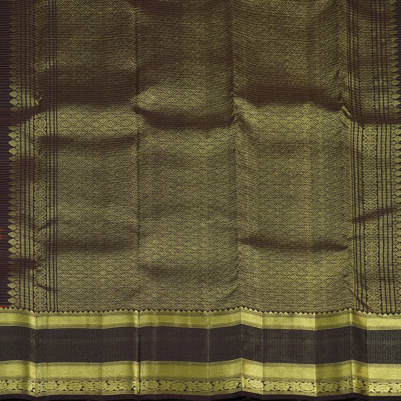 Hayagrivas Handloom Rust Orange Kanjivaram Silk Saree with Kanchana Brown Border KBE2417C18-1