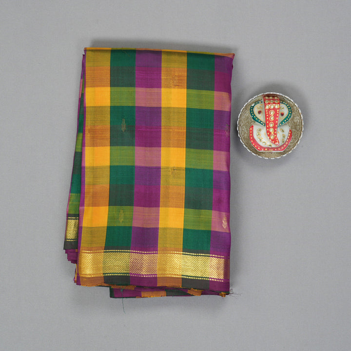 Hayagrivas Handloom Multicolour Checks Kanjivaram Silk Saree KBE2417C2-5