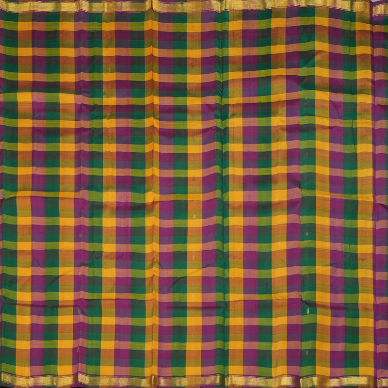Hayagrivas Handloom Multicolour Checks Kanjivaram Silk Saree KBE2417C2-5