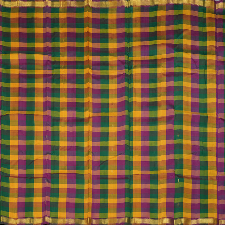 Hayagrivas Handloom Multicolour Checks Kanjivaram Silk Saree KBE2417C2-5