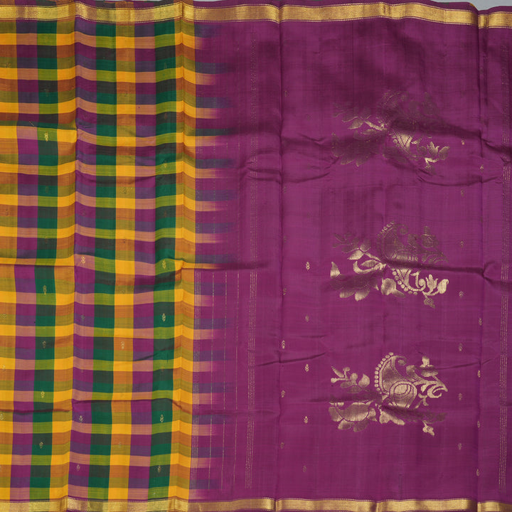 Hayagrivas Handloom Multicolour Checks Kanjivaram Silk Saree KBE2417C2-5