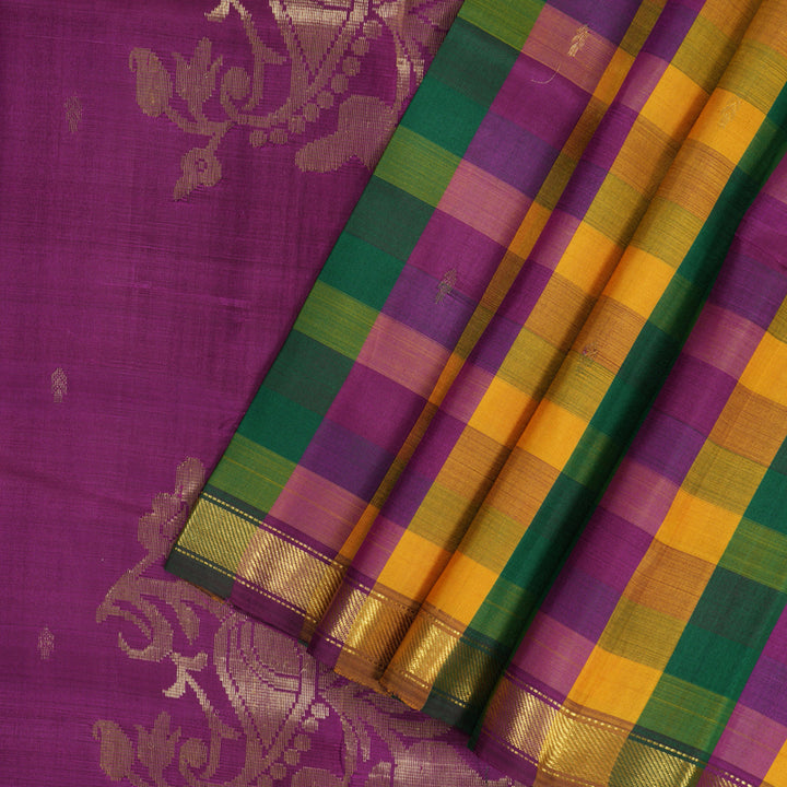 Hayagrivas Handloom Multicolour Checks Kanjivaram Silk Saree KBE2417C2-5