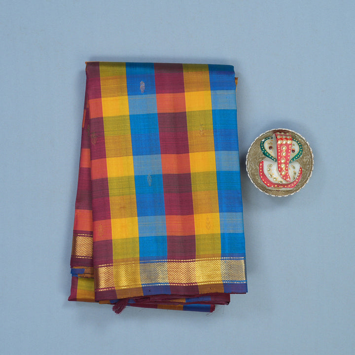 Hayagrivas Handloom Multicolour Checks Kanjivaram Silk Saree KBE2417C2-7