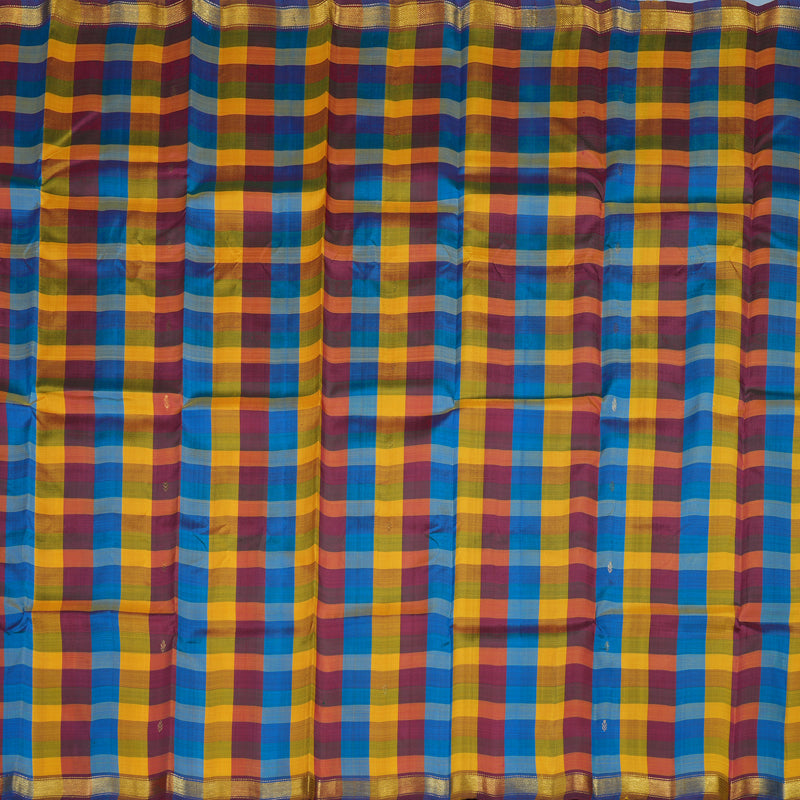 Hayagrivas Handloom Multicolour Checks Kanjivaram Silk Saree KBE2417C2-7
