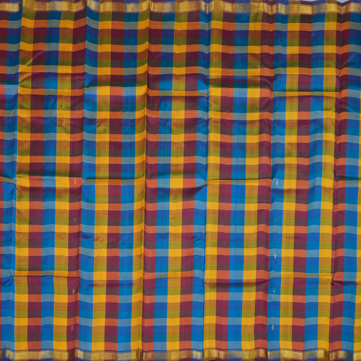 Hayagrivas Handloom Multicolour Checks Kanjivaram Silk Saree KBE2417C2-7
