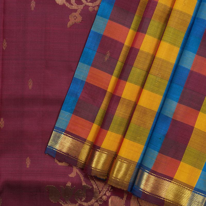 Hayagrivas Handloom Multicolour Checks Kanjivaram Silk Saree KBE2417C2-7