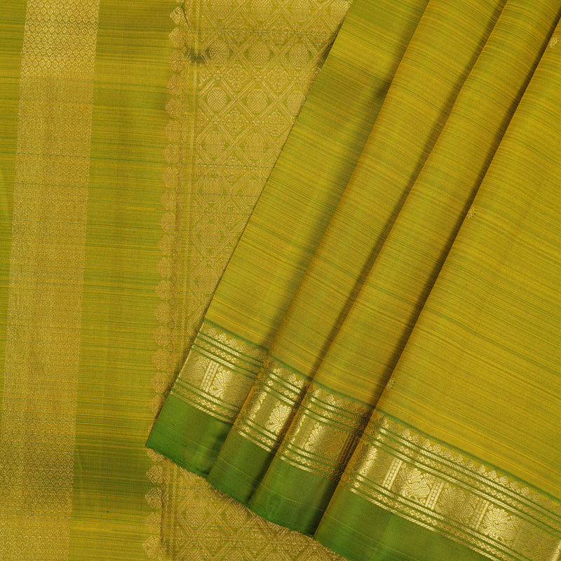Hayagrivas Handloom Yellowish-Green Kanjivaram Silk Saree KBE2417C5-5