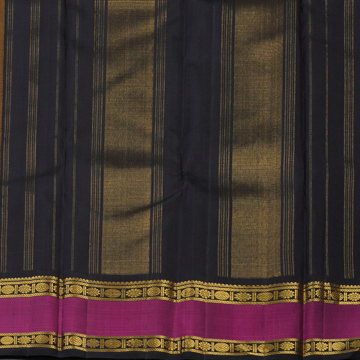 Hayagrivas Handloom Yellow Kanjivaram Silk Saree with Magenta Border KBE2418C1-1