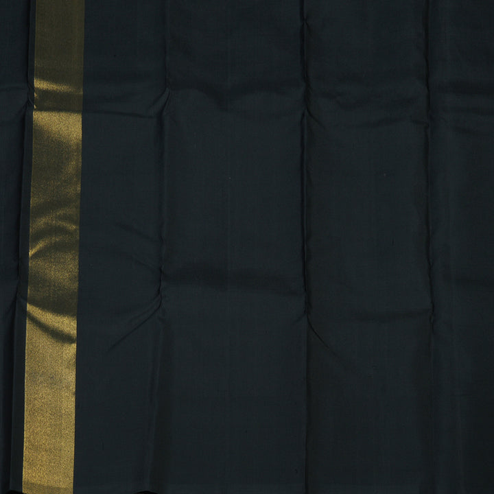 Hayagrivas Handloom Half-White Kanjivaram Silk Saree with Black Border KBE2419C1-1