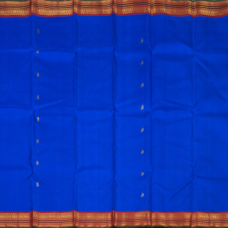 Hayagrivas Handloom MS Blue Kanjivaram Silk Saree with Maroon Border KBE2419C3-1