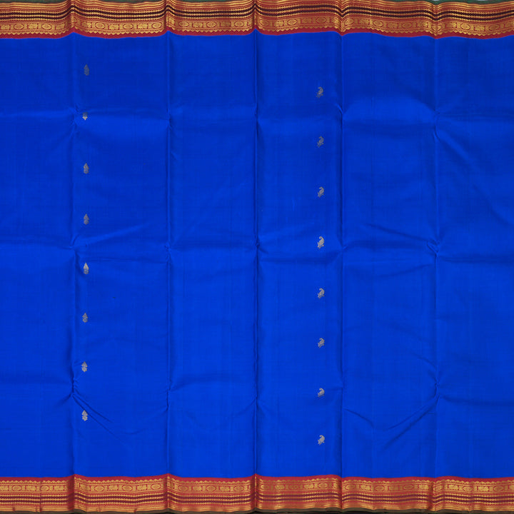 Hayagrivas Handloom MS Blue Kanjivaram Silk Saree with Maroon Border KBE2419C3-1