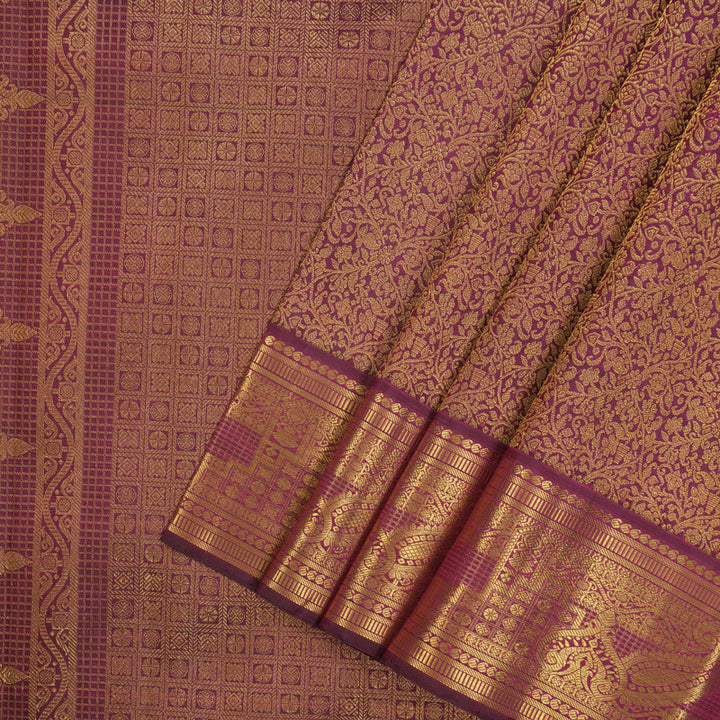Hayagrivas Handloom Wine Purple Kanjivaram Silk Saree KBE2421C4-1
