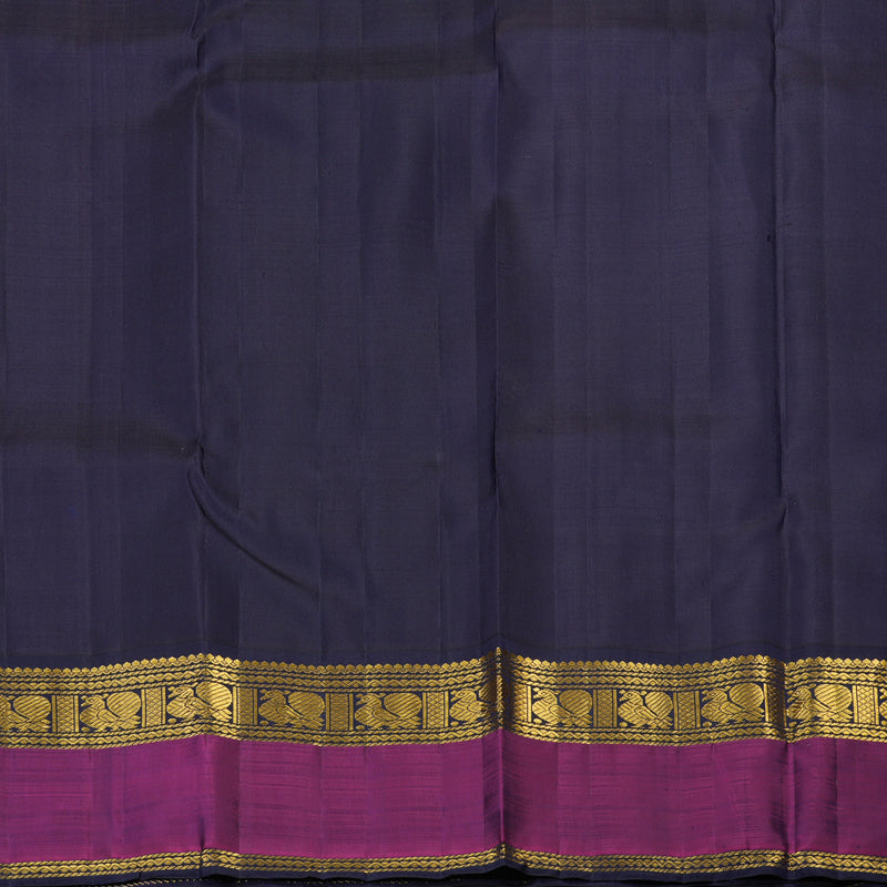 Hayagrivas Handloom Yellow Kanjivaram Silk Saree with Purple Border KBE2422C1-1