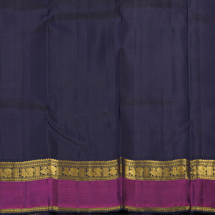 Hayagrivas Handloom Yellow Kanjivaram Silk Saree with Purple Border KBE2422C1-1