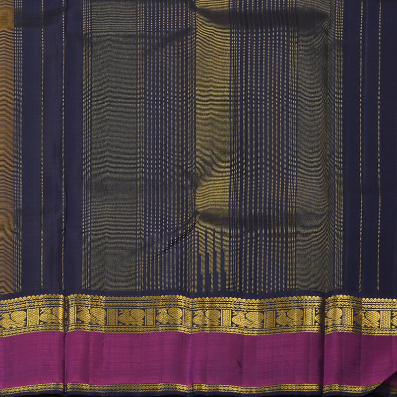 Hayagrivas Handloom Yellow Kanjivaram Silk Saree with Purple Border KBE2422C1-1