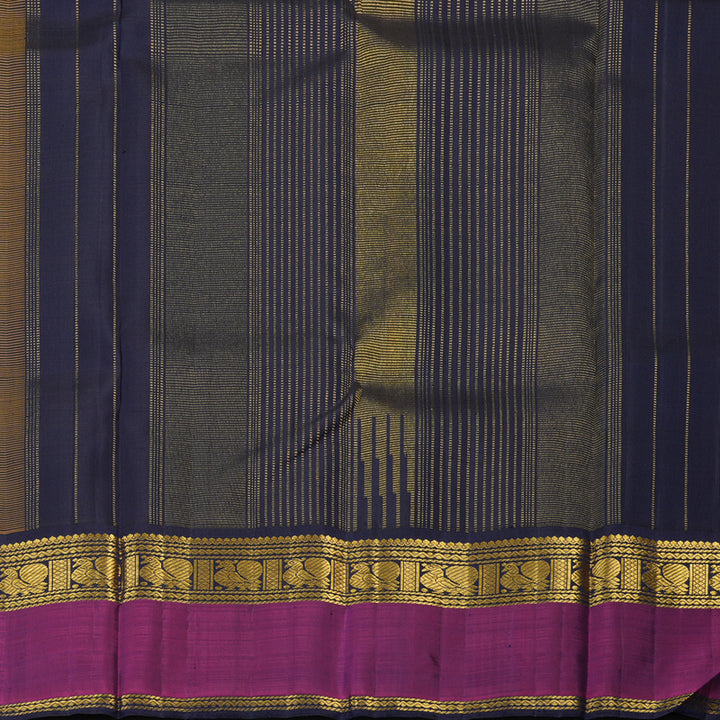 Hayagrivas Handloom Yellow Kanjivaram Silk Saree with Purple Border KBE2422C1-1