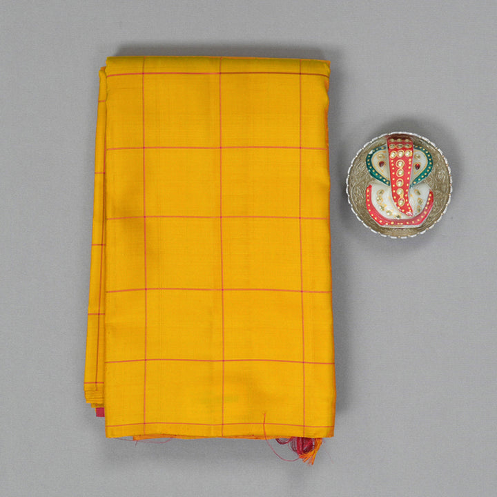 Hayagrivas Handloom Mustard Yellow Kanjivaram Silk Saree KBE2523C12-3