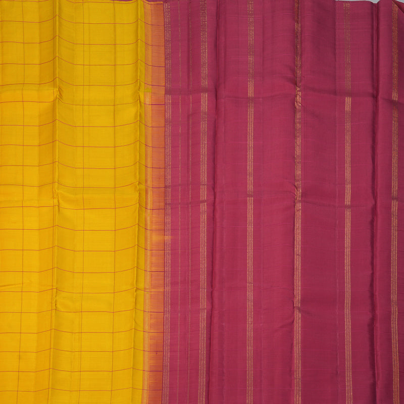 Hayagrivas Handloom Mustard Yellow Kanjivaram Silk Saree KBE2523C12-3