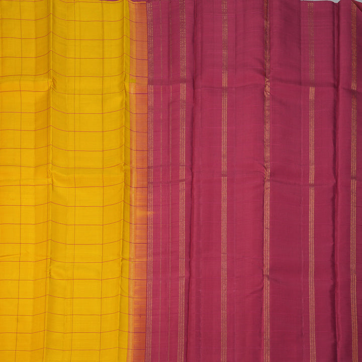 Hayagrivas Handloom Mustard Yellow Kanjivaram Silk Saree KBE2523C12-3
