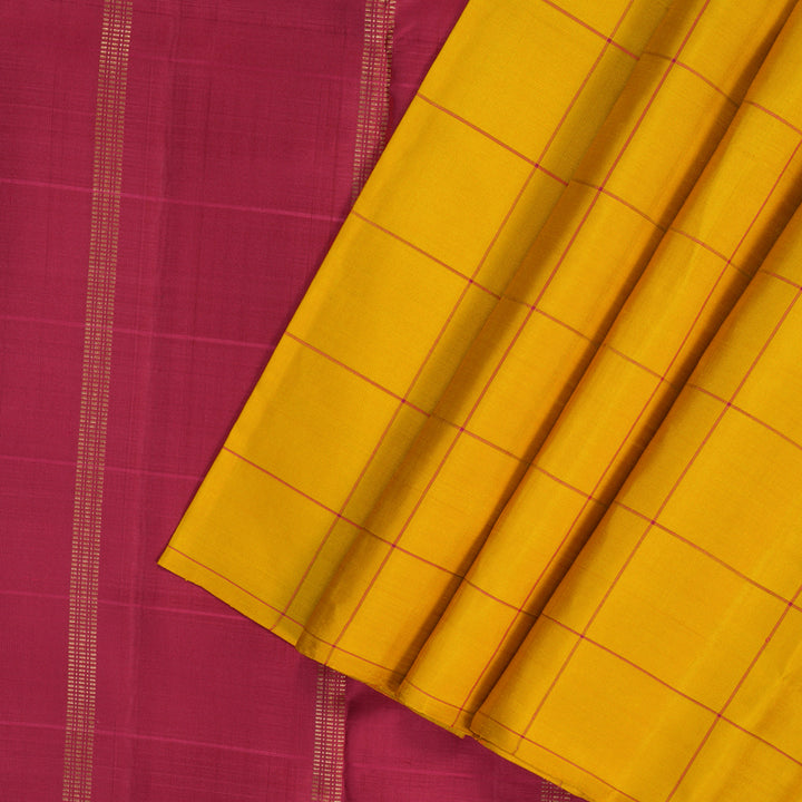 Hayagrivas Handloom Mustard Yellow Kanjivaram Silk Saree KBE2523C12-3