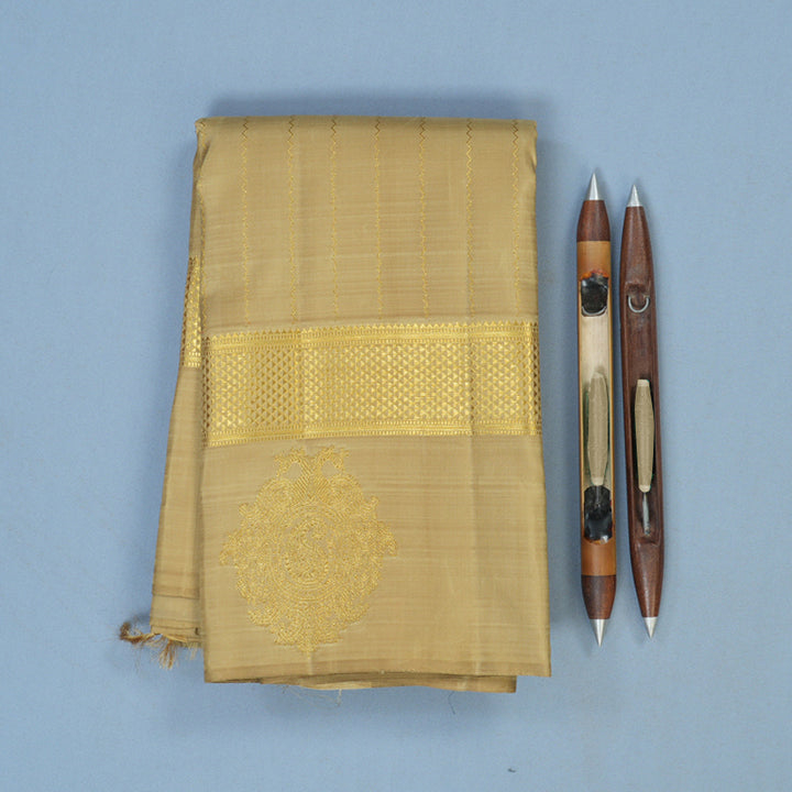 Hayagrivas Handloom Khaki Brown Kanjivaram Silk Saree KBE2523C47-1