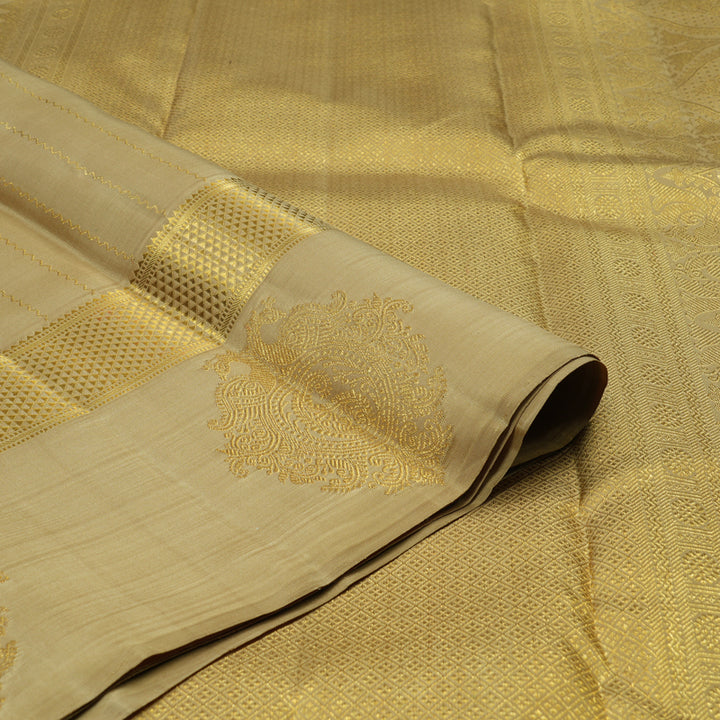 Hayagrivas Handloom Khaki Brown Kanjivaram Silk Saree KBE2523C47-1