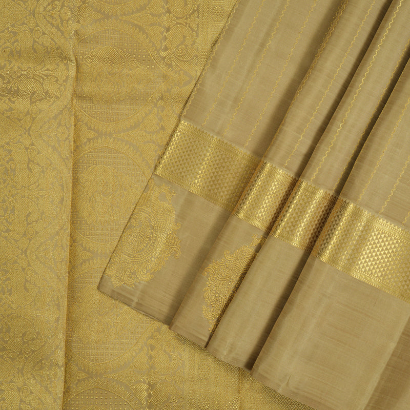 Hayagrivas Handloom Khaki Brown Kanjivaram Silk Saree KBE2523C47-1