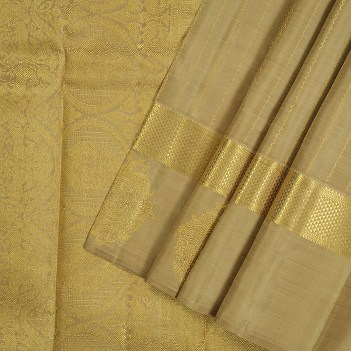 Hayagrivas Handloom Khaki Brown Kanjivaram Silk Saree KBE2523C47-1