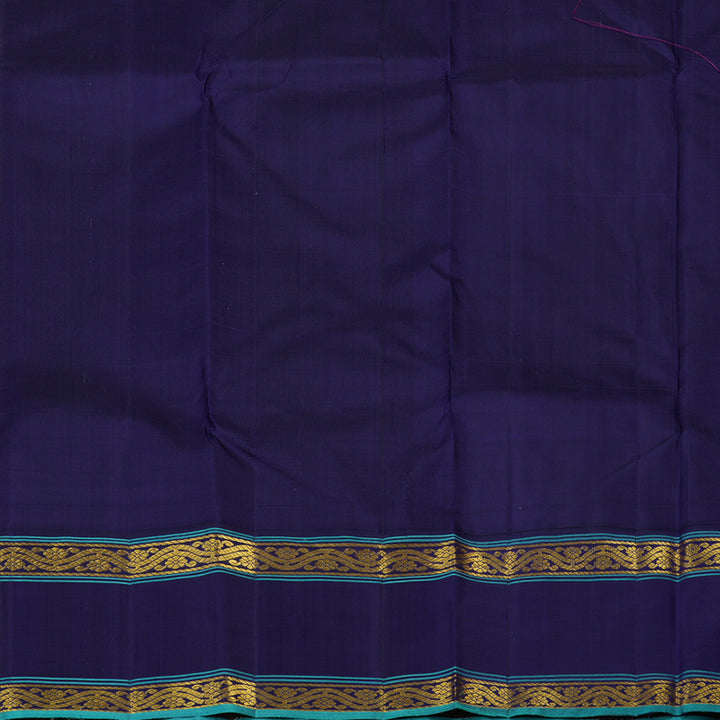 Hayagrivas Handloom Sea Green Kanjivaram Silk Saree with Navy Blue Border KBE2426C3-2