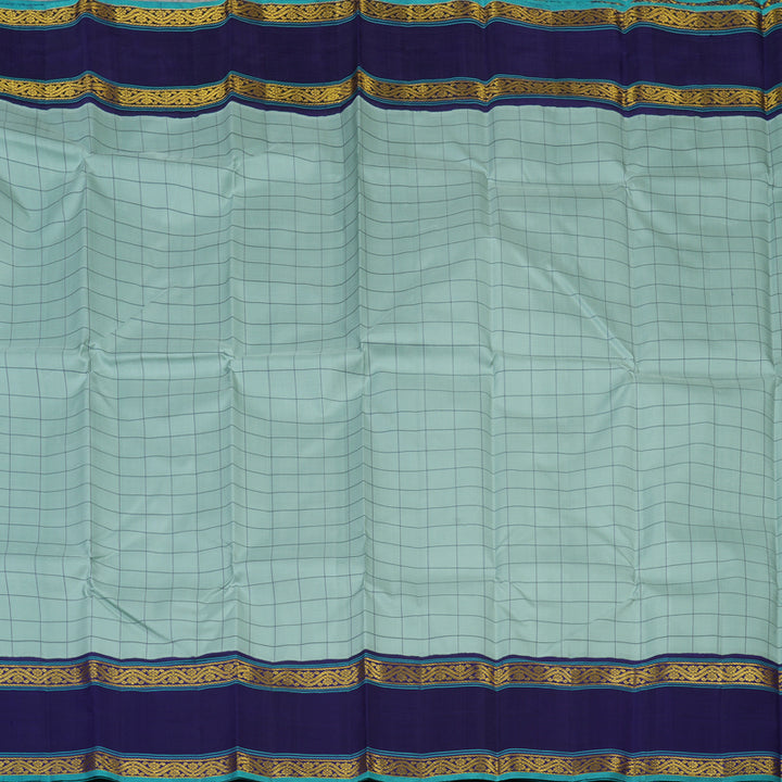 Hayagrivas Handloom Sea Green Kanjivaram Silk Saree with Navy Blue Border KBE2426C3-2