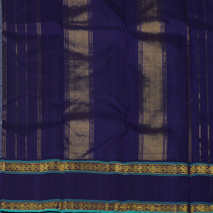 Hayagrivas Handloom Sea Green Kanjivaram Silk Saree with Navy Blue Border KBE2426C3-2